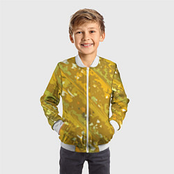 Бомбер детский Белые фрагменты на жёлтом фоне, цвет: 3D-белый — фото 2