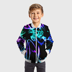 Бомбер детский Неоновый дым текстура, цвет: 3D-белый — фото 2
