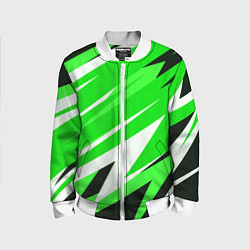 Детский бомбер Geometry stripes green