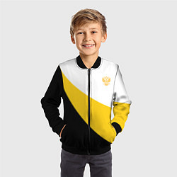 Бомбер детский Сокрушу пред ним врагов его малый желтый герб Нико, цвет: 3D-черный — фото 2