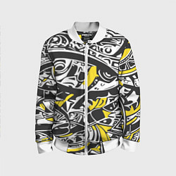 Бомбер детский Черно-желтый орнамент, цвет: 3D-белый