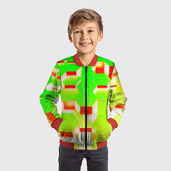 Бомбер детский Кислотные соты, цвет: 3D-красный — фото 2