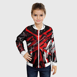 Бомбер детский Красный и черный абстрактный фон, цвет: 3D-белый — фото 2