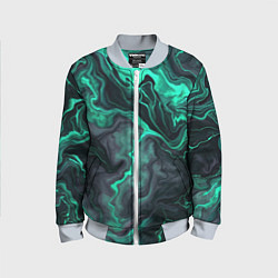 Бомбер детский Бирюзовый мрамор на черном фоне, цвет: 3D-серый