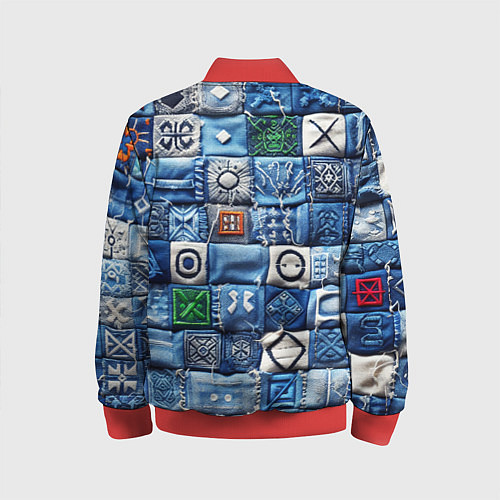 Детский бомбер Геймерский пиксельный пэчворк / 3D-Красный – фото 2