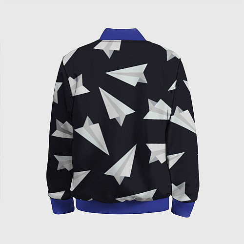 Детский бомбер Белый бумажный самолётик - Телеграм / 3D-Синий – фото 2