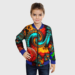 Бомбер детский Фрактальный узор из фигур, цвет: 3D-синий — фото 2