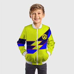 Бомбер детский Боруссиа текстура спорт, цвет: 3D-белый — фото 2