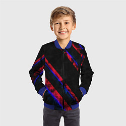 Бомбер детский Неоновые штрихи геометрия, цвет: 3D-синий — фото 2