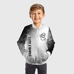 Бомбер детский Stumble Guys glitch на светлом фоне вертикально, цвет: 3D-белый — фото 2