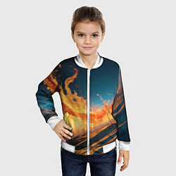 Бомбер детский Огонь и вода стихия, цвет: 3D-белый — фото 2