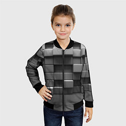 Бомбер детский Текстура кубы, цвет: 3D-черный — фото 2