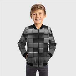 Бомбер детский Текстура кубы, цвет: 3D-черный — фото 2