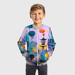 Бомбер детский Фантазийный японский паттерн, цвет: 3D-серый — фото 2