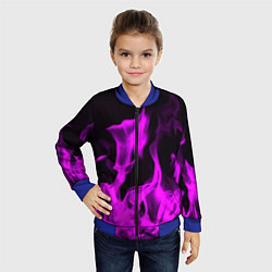 Бомбер детский Неоновый огонь в дыму, цвет: 3D-синий — фото 2