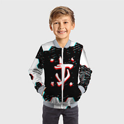 Бомбер детский Doom hexagon glitch color, цвет: 3D-серый — фото 2