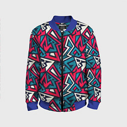 Бомбер детский Разноцветный граффити паттерн, цвет: 3D-синий