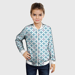 Бомбер детский Белый голубой горошек, цвет: 3D-белый — фото 2