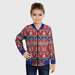 Бомбер детский New year pattern, цвет: 3D-синий — фото 2