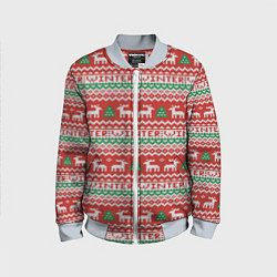 Бомбер детский Deer christmas pattern, цвет: 3D-серый