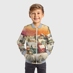 Бомбер детский Новогодний город из разноцветных домов, цвет: 3D-серый — фото 2