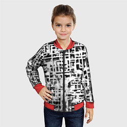 Бомбер детский Бело-чёрная абстракция, цвет: 3D-красный — фото 2