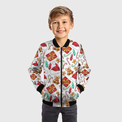 Бомбер детский Новогодний паттерн 2025, цвет: 3D-черный — фото 2