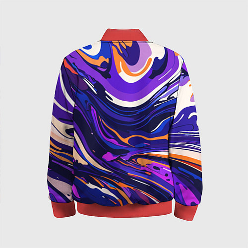 Детский бомбер Разноцветная абстракция разводов / 3D-Красный – фото 2