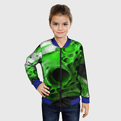 Бомбер детский Зелёно-белая абстрактная структура, цвет: 3D-синий — фото 2