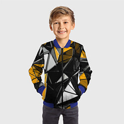 Бомбер детский Жёлто-белые рельефные треугольники на чёрном фоне, цвет: 3D-синий — фото 2