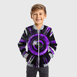 Бомбер детский Чёрно-фиолетовая сфера киберпанк, цвет: 3D-серый — фото 2