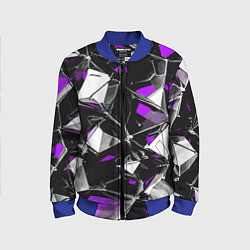 Бомбер детский Фиолетово-белый паттерн на чёрном фоне, цвет: 3D-синий