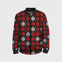 Бомбер детский Red and white stars on a black background, цвет: 3D-черный