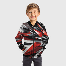 Бомбер детский Чёрно-красно-белая абстракция, цвет: 3D-черный — фото 2