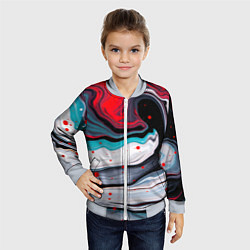 Бомбер детский Флюид арт абстракция, цвет: 3D-серый — фото 2