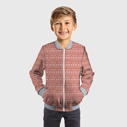 Бомбер детский Коричнево-розовый простой узор, цвет: 3D-серый — фото 2