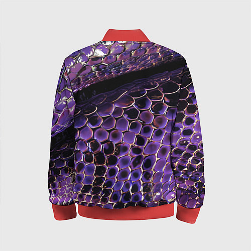 Детский бомбер Фиолетовая кожа змеи / 3D-Красный – фото 2