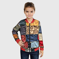 Бомбер детский Яркий пэчворк, цвет: 3D-красный — фото 2