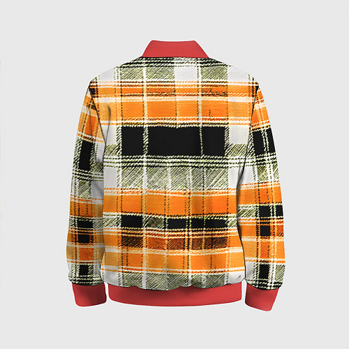 Детский бомбер Белые полосы на чёрно-жёлтом фоне / 3D-Красный – фото 2