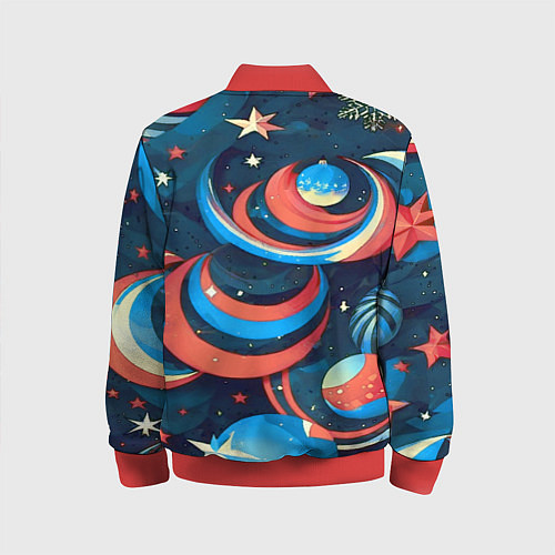 Детский бомбер Абстракция ёлочных игрушек / 3D-Красный – фото 2