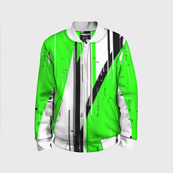 Бомбер детский Black and white vertical stripes on a green backgr, цвет: 3D-белый