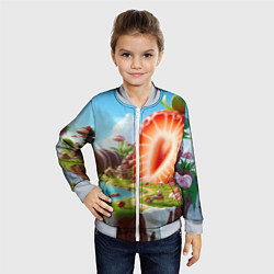 Бомбер детский Клубничная планета - нейроарт фантазия, цвет: 3D-серый — фото 2