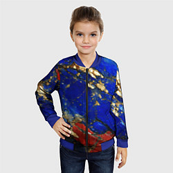 Бомбер детский Золотой и красный минерал в синем камне, цвет: 3D-синий — фото 2