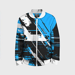 Детский бомбер Diagonal black and white stripes on a blue backgro