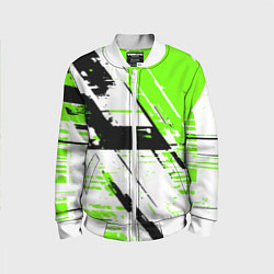 Бомбер детский Diagonal black and green stripes on a white backgr, цвет: 3D-белый