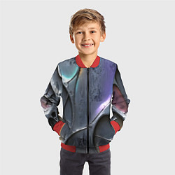 Бомбер детский Полированный серебряный металл, цвет: 3D-красный — фото 2