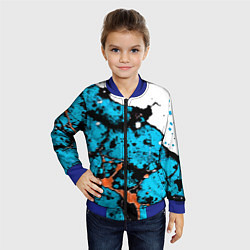 Бомбер детский Оранжево-голубая абстракция на белом фоне, цвет: 3D-синий — фото 2