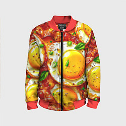 Бомбер детский Яичница с беконом, цвет: 3D-красный