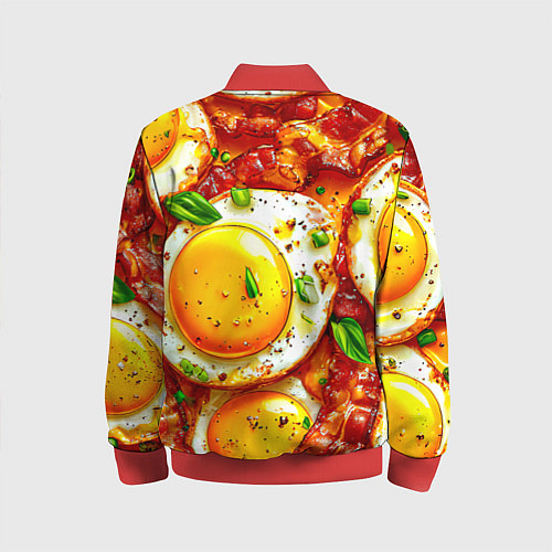 Детский бомбер Яичница с беконом / 3D-Красный – фото 2