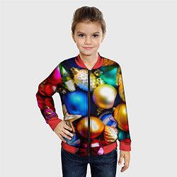 Бомбер детский Новогодние украшения, цвет: 3D-красный — фото 2